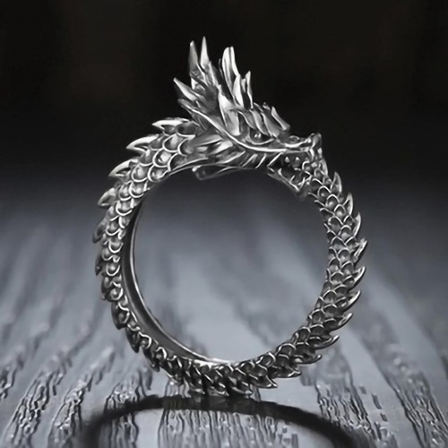 European and American new trendy men's retro ring jewelry, fashionable dragon tail ring, domineering men's ring wholesale