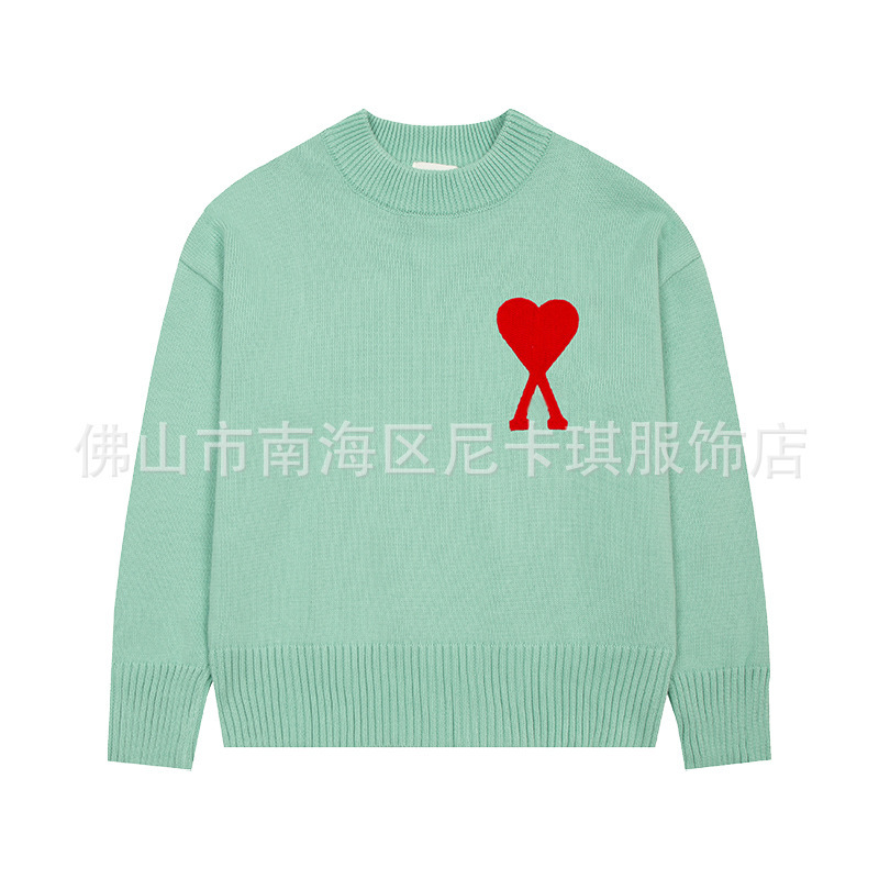 大注目！ ami セーター ラウンドネック ビッグラブ 25ss 新しいカップルルーズ長袖クロスボーダーウール女性のセーター|undefined