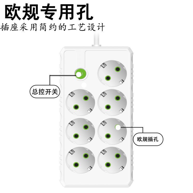 Enchufe de extensión de agujero especial de la norma europea enchufe de fila de función porosa enchufe de fila de oficina doméstica