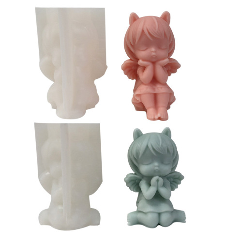 Angel Girl Scented Candle Silicone Mold, DIY Diffuser Stone & Plaster Ornaments, Wish-Granting Little Angel Epoxy Resin Mold