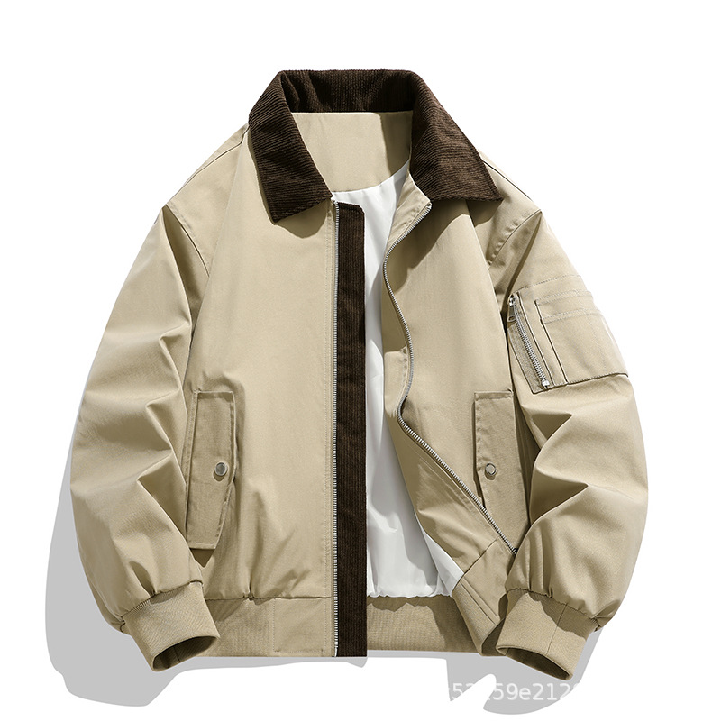 New Spring and Autumn Outdoor Turn-Down Collar Solid Color Casual Unisex Versatile Jacket Fashion Jacket 2618