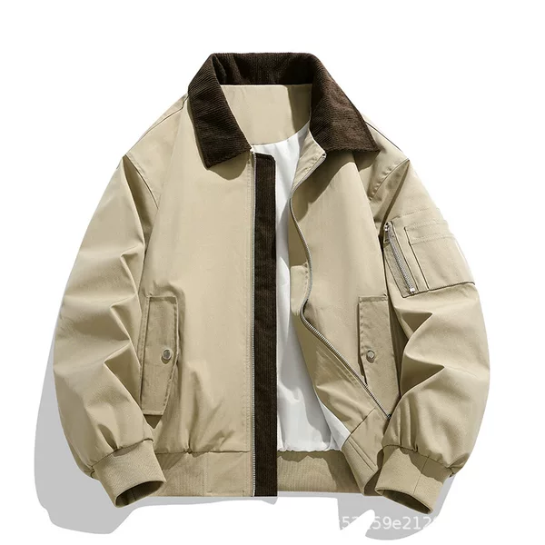 New Spring and Autumn Outdoor Turn-Down Collar Solid Color Casual Unisex Versatile Jacket Fashion Jacket 2618