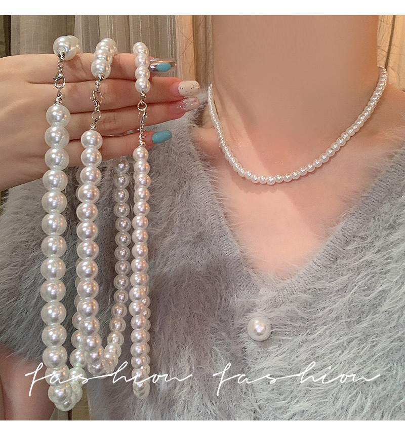 Collana lunga con perle di vetro stile francese elegante vintage_voghion.com