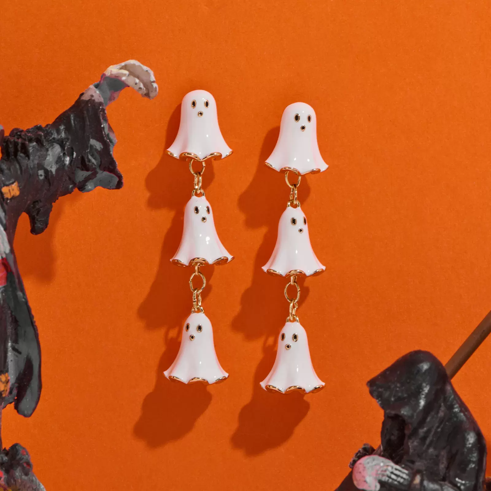 跨境亚马逊万圣节小幽灵耳坠可爱时尚搞怪派对耳环耳饰高级感耳环