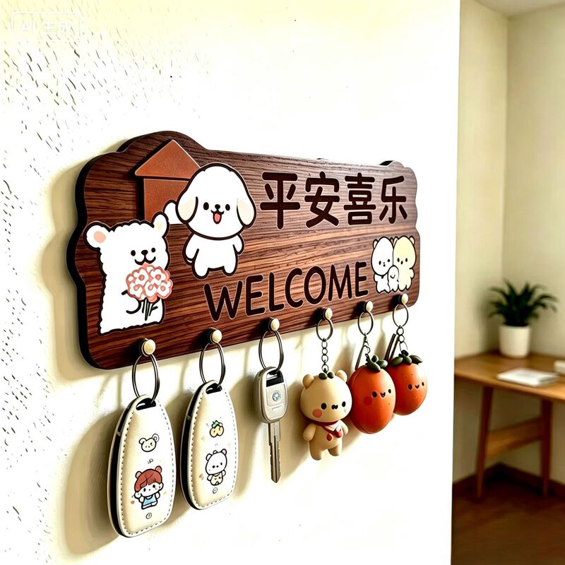 Line Art Dog Key Storage Hook for Entryway, No Drilling Required, Wall-Mounted Decorative Hook for Living Room