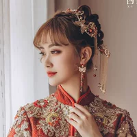 Xiuhe головные уборы Xiuhe одежда украшения с короной Феникса невесты антикварная Свадебная простая одежда в китайском стиле Старинное платье золотые аксессуары для волос для женщин
