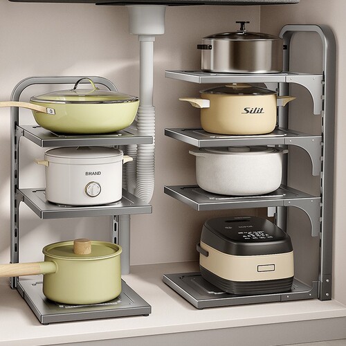 Kitchen multi-layer storage rack household multifunctional cabinet sink pot stove layered pot holder storage shelf
