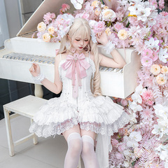 熊逗醤オリジナル蝶リボンロリータ女Lolita首飾りサスペンダースカートパンツセット7268