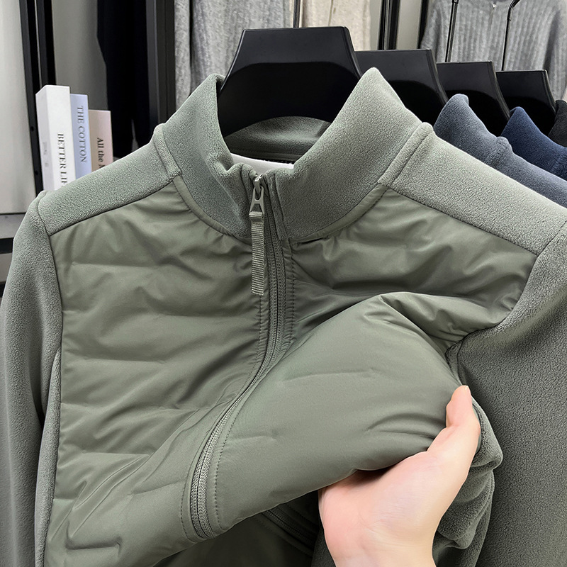 Polar Fleece Lightweight down Jacket Men's Jacket 2025 New Autumn and Winter Warm Fleece Half Turtleneck Jacket Men's