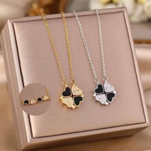 抖音热卖小众设计感一款多戴磁铁爱心四叶草项链饰品女情人节礼物