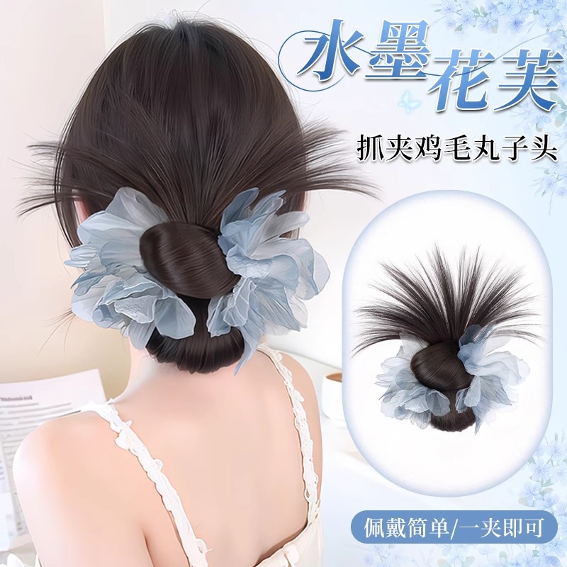 가발 볼륨 헤어 스타일 잉크 플라워 하이 로우 헤어핀 꽃봉오리 헤어핀 가벼운 중국풍 헤어 스타일 도구 헤어 볼륨 증가