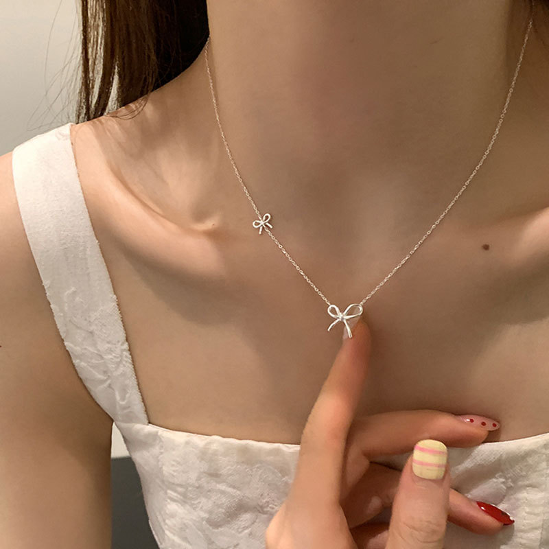Simple All-match Bow Necklace Women's Niche High-end Elegant Fashion Exquisite Trend All-match Necklace Chain