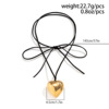 Adjustable choker with bow, accessory, pendant heart-shaped heart shaped, necklace, European style, simple and elegant design