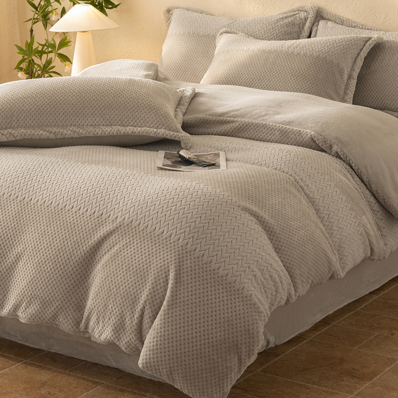 4 piezas de terciopelo de leche grueso clase A para bebés grueso calentamiento terciopelo de coral franela tallado terciopelo cama de invierno 4