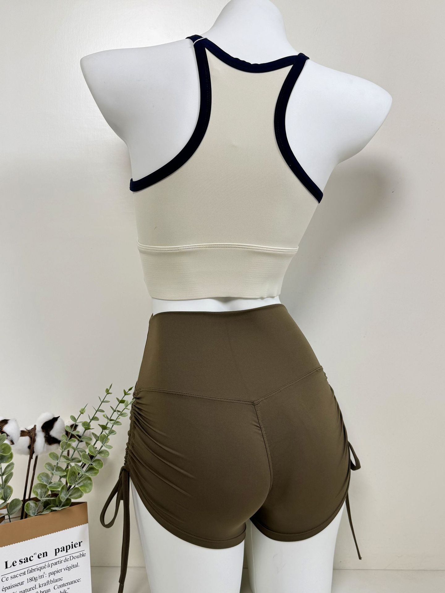 Yoga Shorts With Butt-lifting Pleats And Drawstring, Suitable For Fitness, Outdoor Sports, Cycling, Short-sleeved,_desvips.com