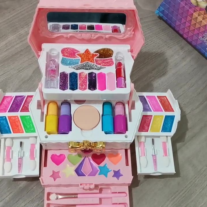Transfronterizos niños maquillaje esmalte de uñas lápiz labial para niñas maquillaje juguetes en caja para niñas maquillaje caja de maquillaje Amazon