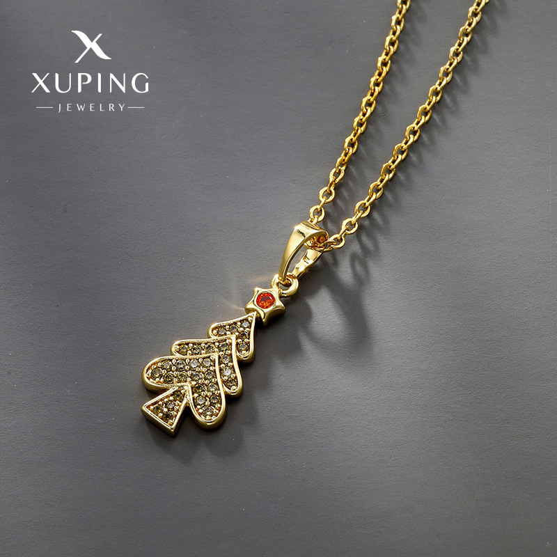Joyería Xuping, collar con colgante de árbol de Navidad de piedras preciosas artificiales de estilo japonés y coreano, con diseño único, regalo de Navidad para mujeres
