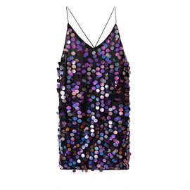 秋简   跨境ins新款女装重工亮片露背性感辣妹连衣裙Sequin dress