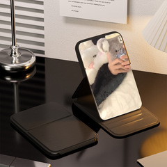 折りたたみ可能なミニデスクトップ化粧鏡携帯型小鏡純色pu皮デスクトップ化粧鏡便利鏡
