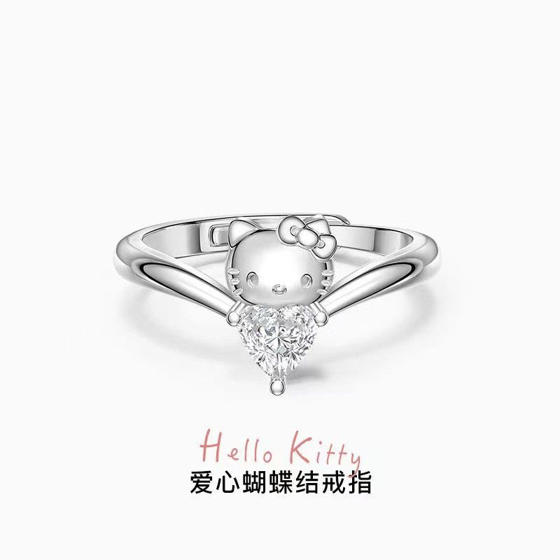 Hellokitty Hello Kitty Ring for Women, Cute Design, Heart Bow, Open Ring, Gift for Girlfriend Hellokitty Hello Kitty Ring for Women, Cute Design, Heart Bow, Open Ring, Gift for Girlfriend