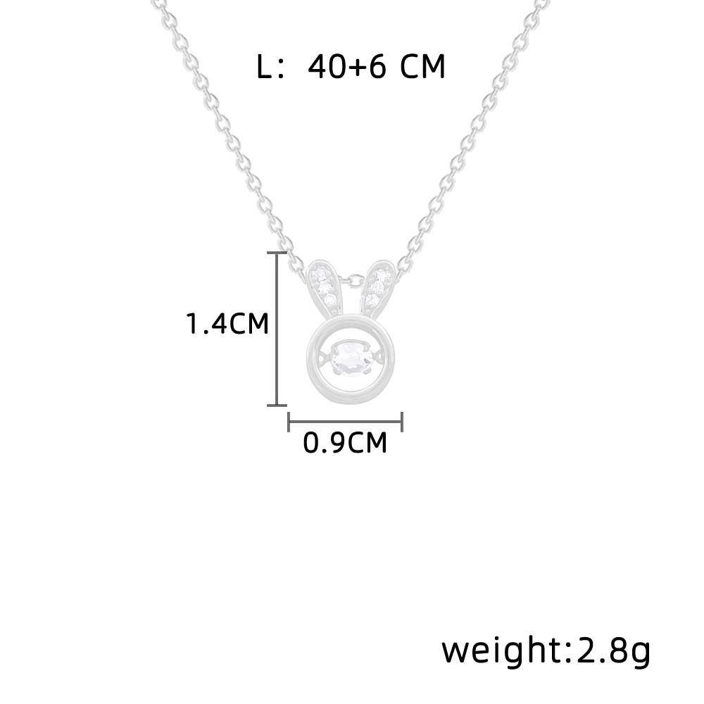 Titanium Steel Cute Rabbit Inlaid Zircon Pendant Necklace display picture 9