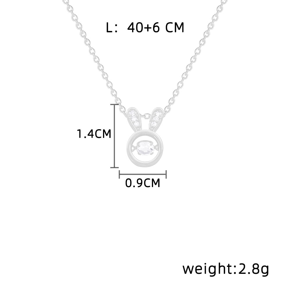 Rabbit Pattern Women's Gender Cute Style Wholesale Jewelry Cute Rabbit Titanium Steel Inlaid Zircon Pendant Necklace