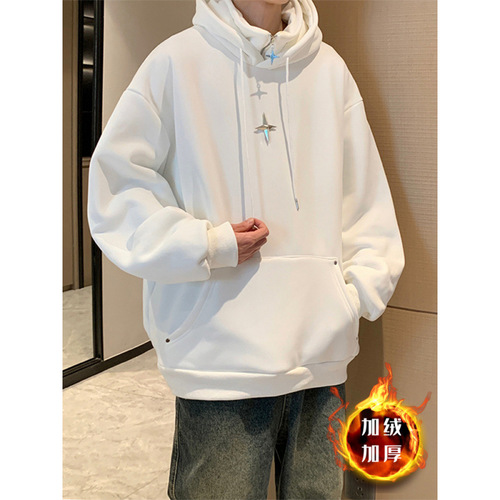 Spring and Autumn American Streetwear Unisex Hooded Sweatshirt Co-Ed High Collar Sweatshirt Trend Brand Couple