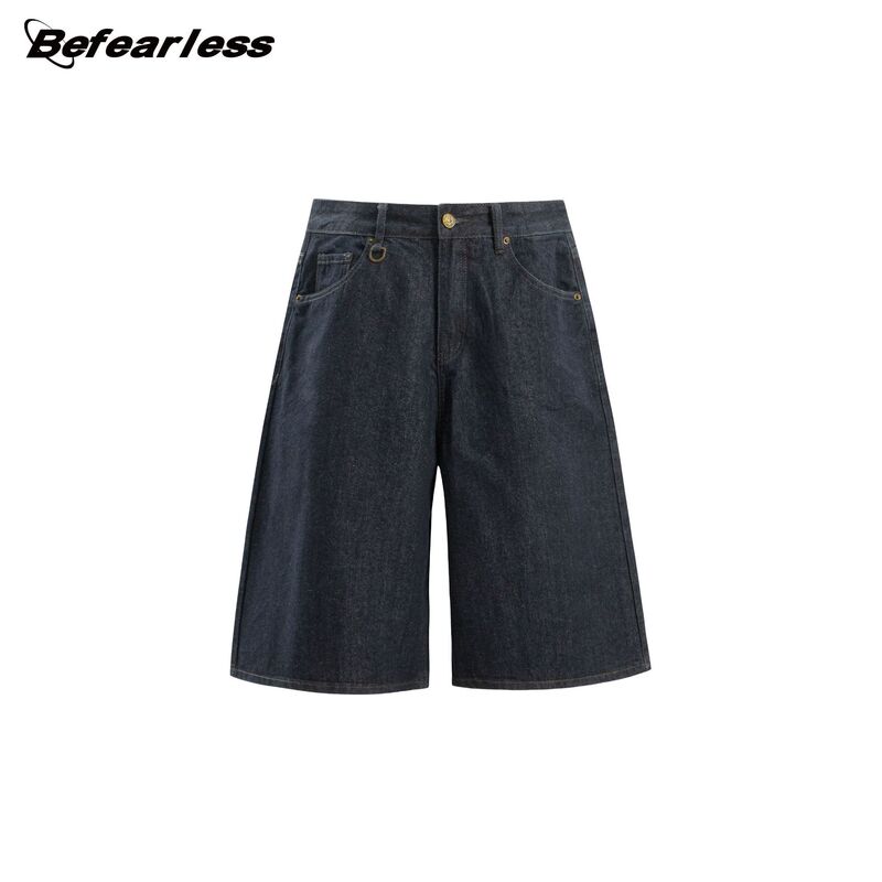 befearless American Style Retro Original Cow Cropped Jeans Men's and Women's Summer Fashionable Loose Profile Casual Shorts