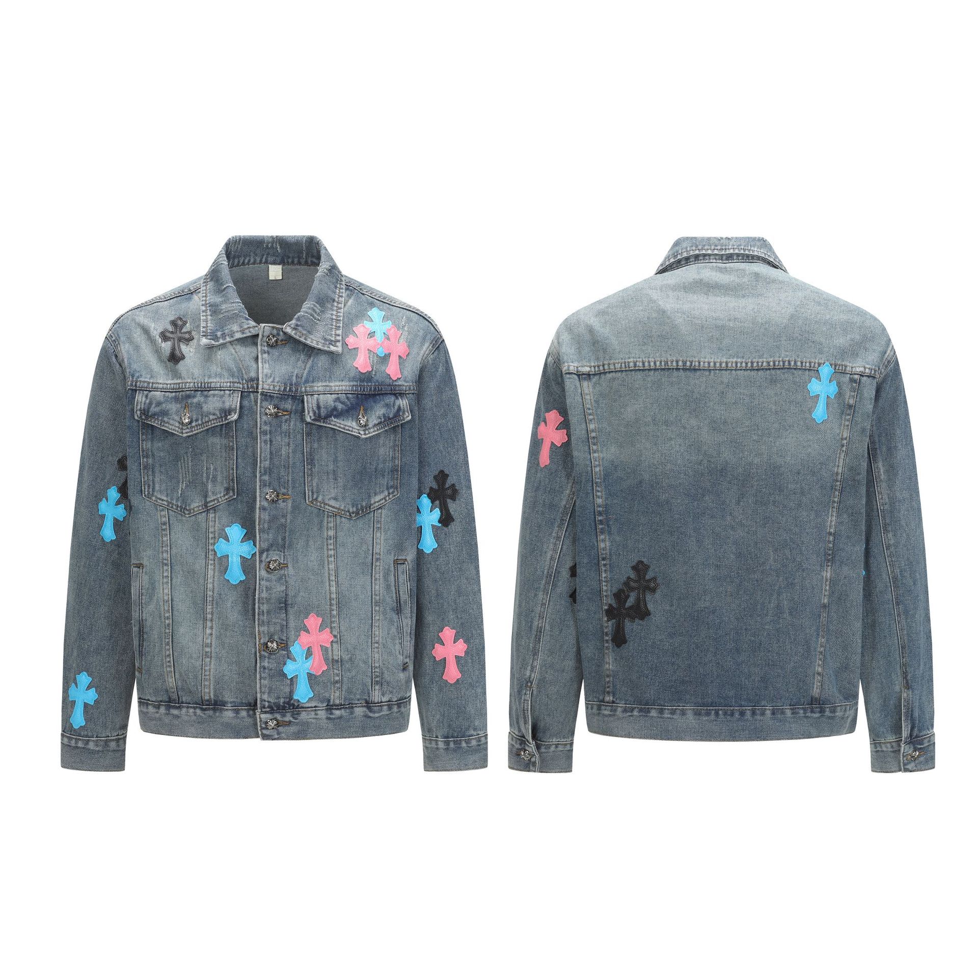 Chrome Hearts Denim Jacket Multi Cross Patch Blue