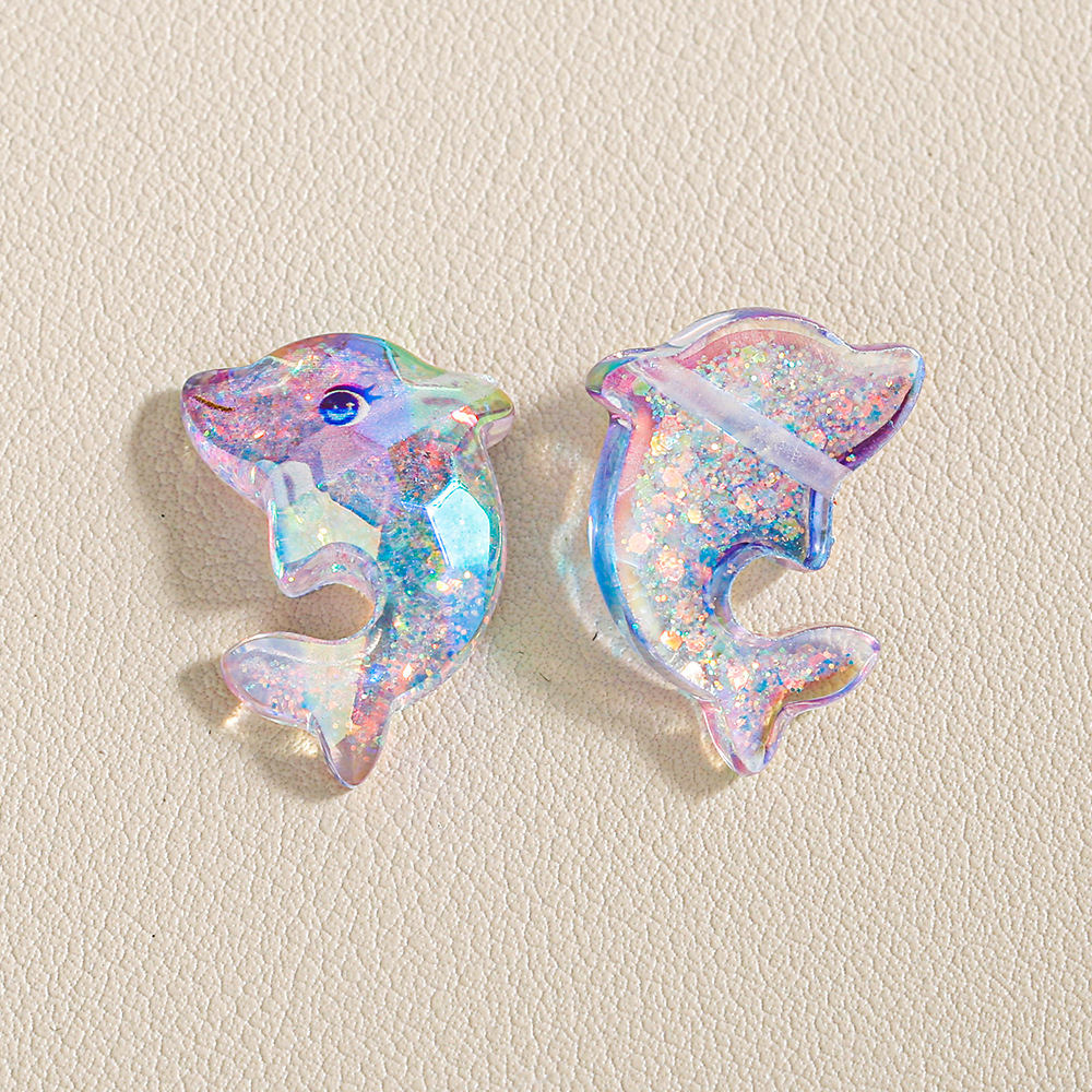 Gradiente Xingyao dibujos animados transparente resina chapa a través de agujeros beads diy accesorios de joyería a granel