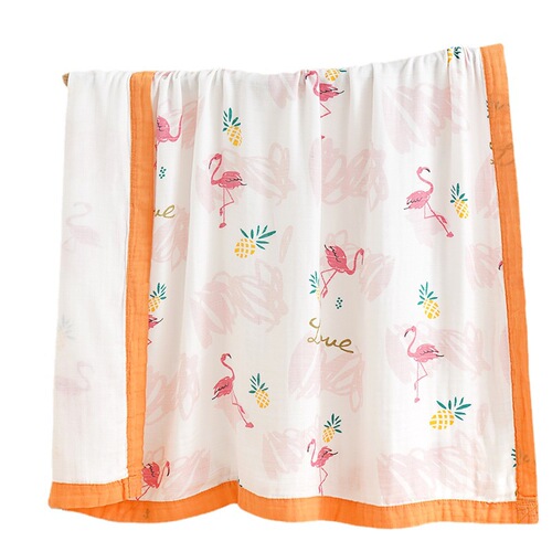 Factory wholesale baby bamboo cotton swaddle four-layer gauze bath towel combed cotton edging children's blanket baby towel blanket quilt