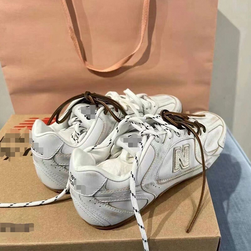 牛皮版miu家真皮德训鞋女脏脏鞋透气新款擦色做旧软底休闲阿甘鞋|undefined