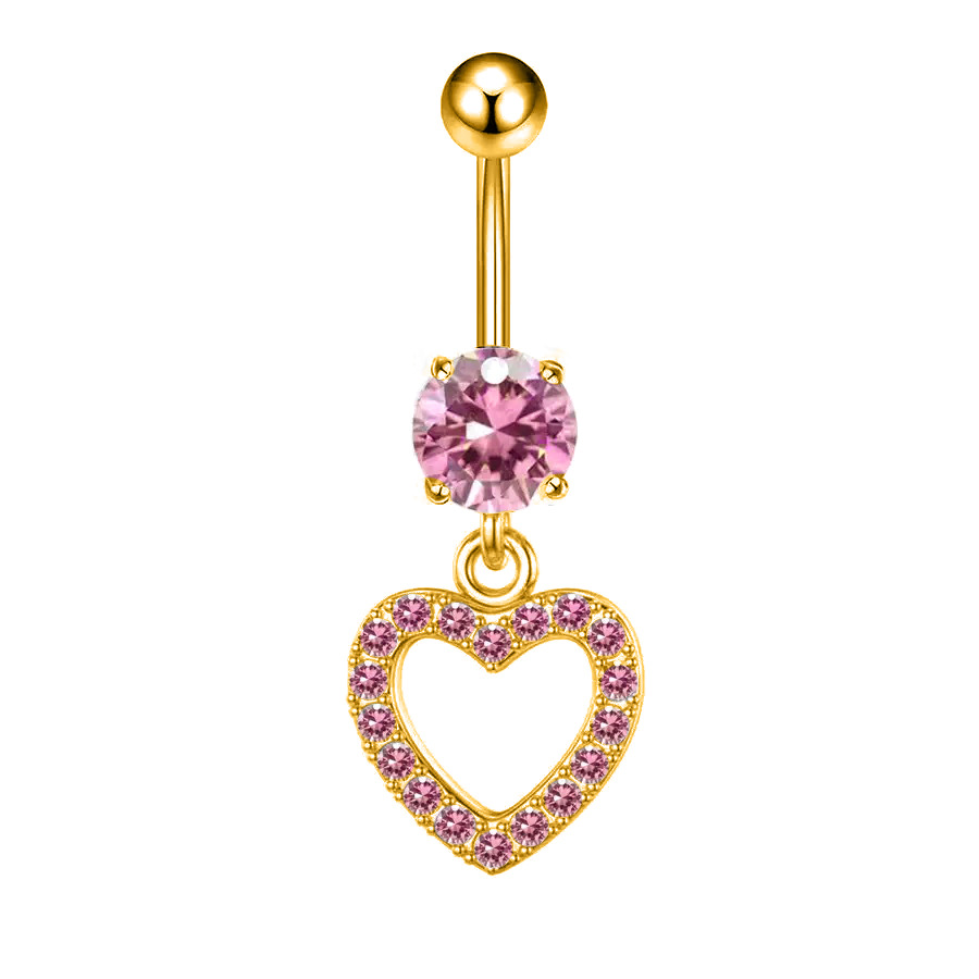 European American Cross-border E-commerce Piercing Jewelry: Navel Rings With Flowers, Hearts, Leaves, And Zirconia In_voghion.com