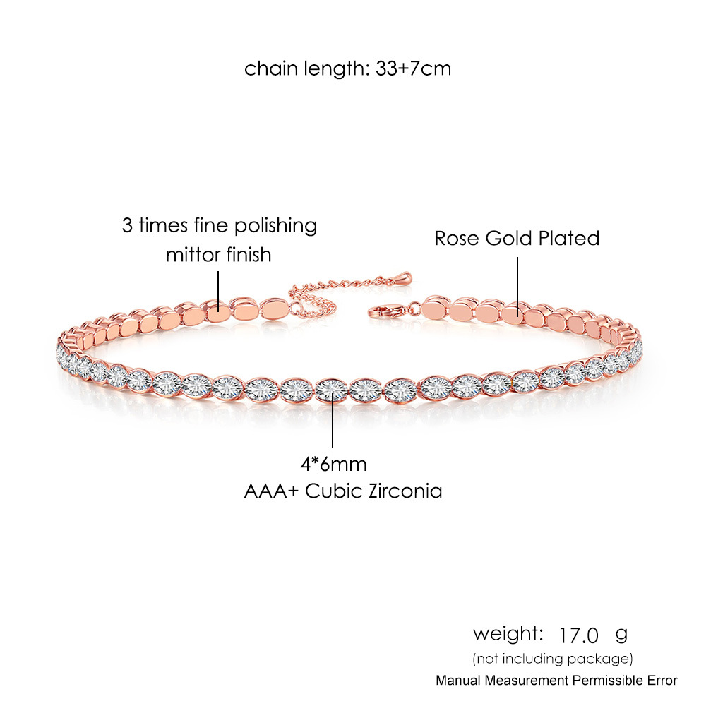 Hip-Hop Style Copper Rose Gold Plated White Gold Plated Gold Plated Plating Inlay Oval Zircon Necklace