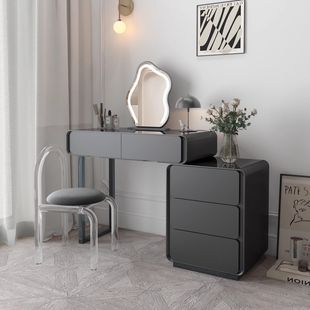 New Style Home Small Apartment Soft-Packed Solid Wood Slate Dressing Table Simple Light Luxury Storage Cabinet Cupboard Integrated Dressing Table