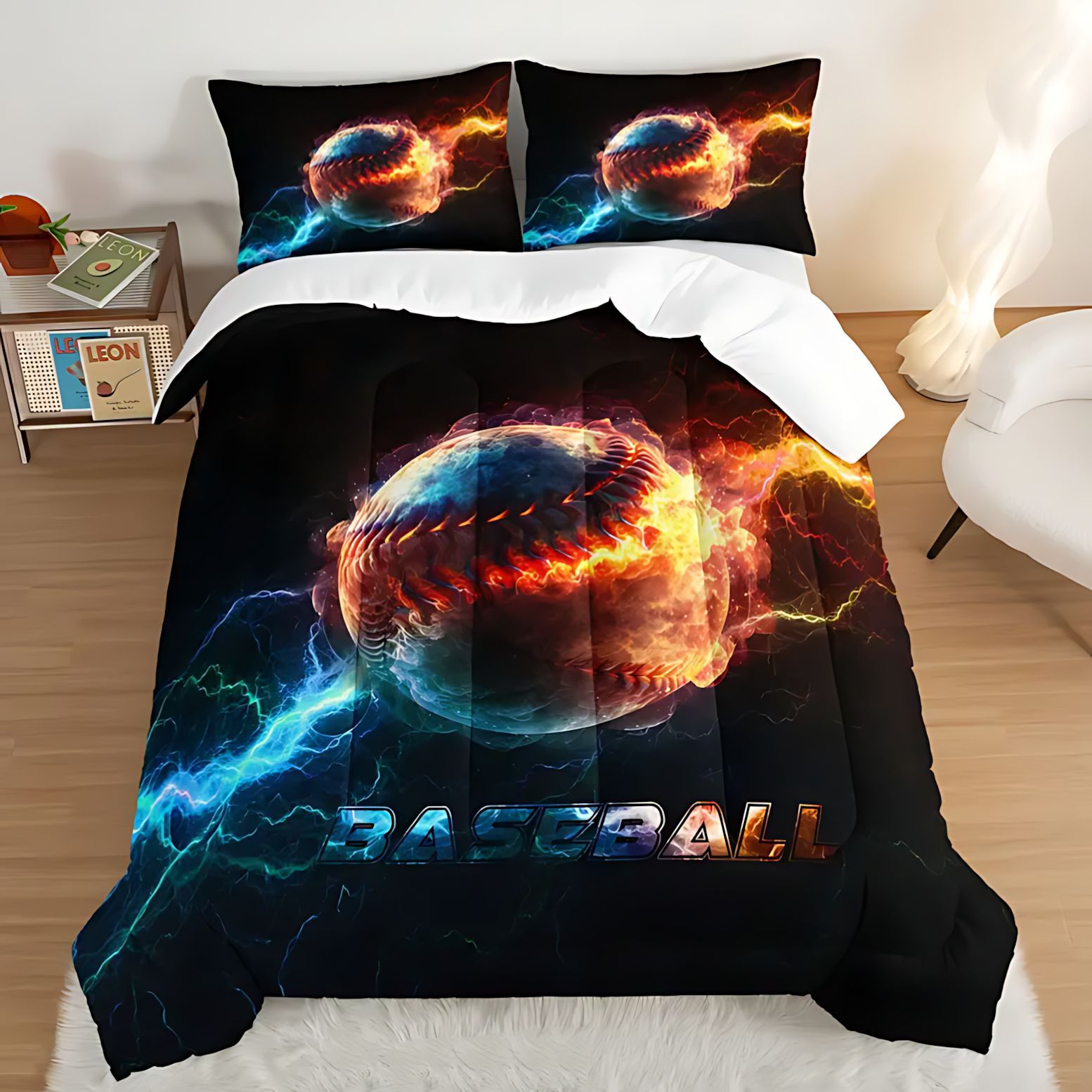 TEMU / JIT clásico de moda de béisbol deportivo HD impresión digital 180gms colcha de cama