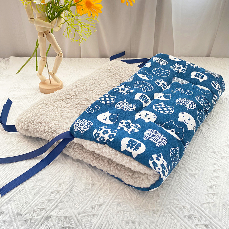 파란 고양이 기모 (뒤 회색 벨벳)