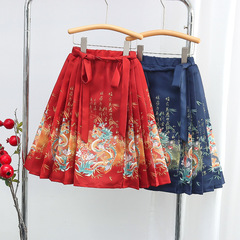 唐裝半身裙國風2024龍年拜年服兒童馬面裙女童春夏款過年喜慶衣服