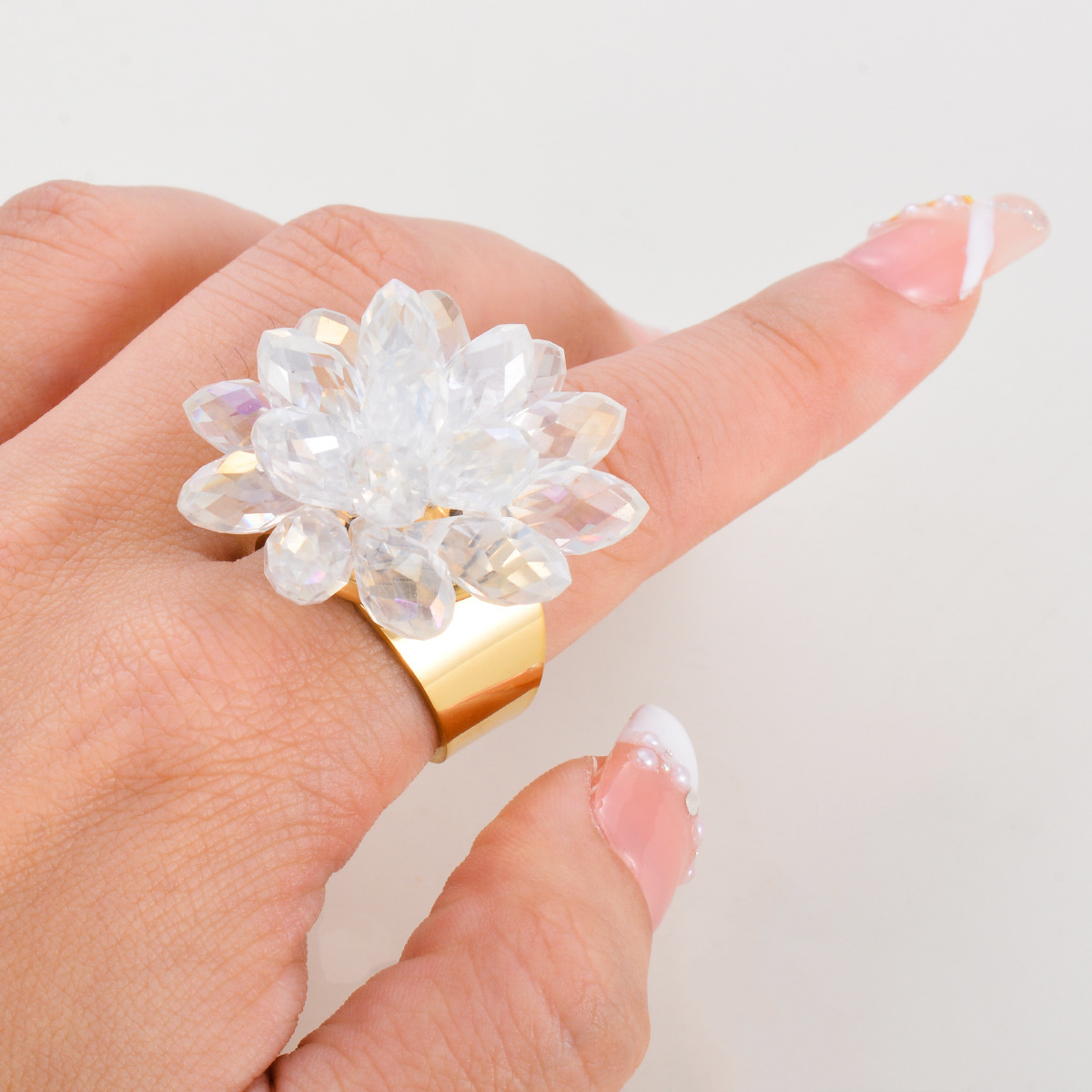 Simple Style Classic Style Flower 304 Stainless Steel Pearl Rings In Bulk display picture 7