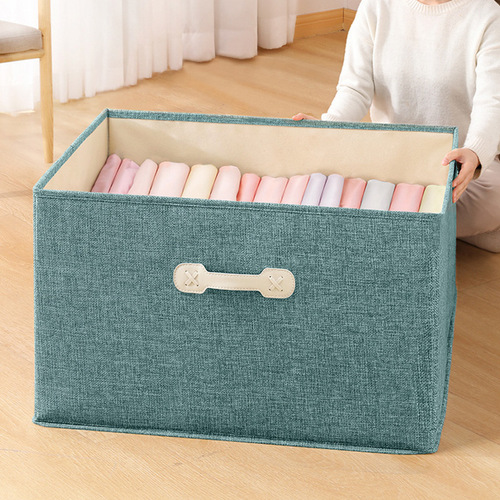 Japanese cotton and linen storage box foldable wardrobe storage box drawer-type covered storage box clothes toy storage box
