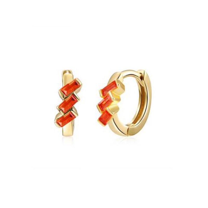 Cross-border European And American Fashion Geometric Multicolor Rectangular Zircon Copper Ear Clip display picture 4