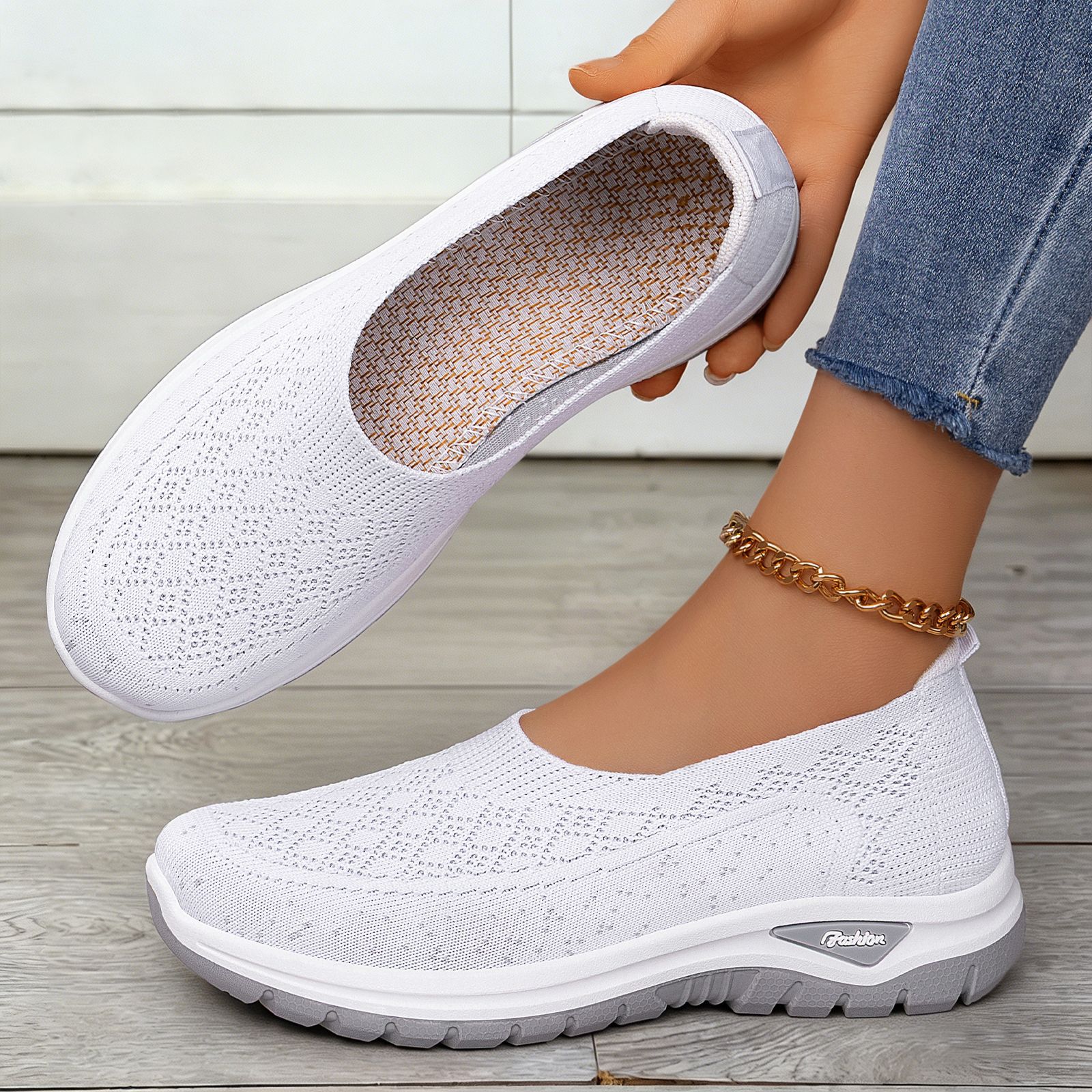 Zapatos de mujer de tamaño grande zapatos casuales transfronterizos de malla transpirables zapatos de mujer zapatos ligeros zapatos de madre con suela suave