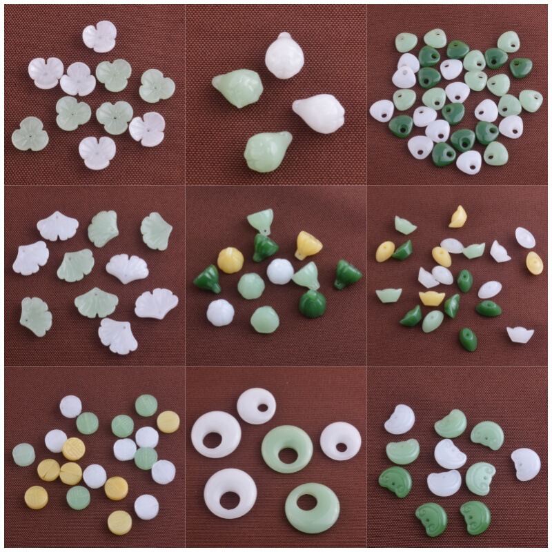 Ancient Style Han Dynasty Imitation Jade DIY Hairpin Glass Head Jewelry Accessories Pendant Imitation Glazed Ginkgo Leaf Lotus Pendant