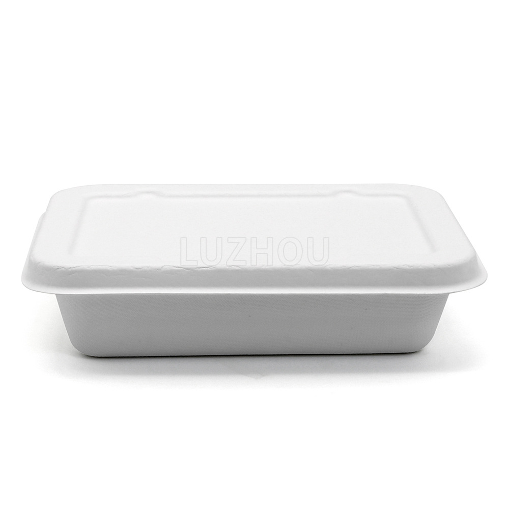 Shaogeng oasis Pulpa de caña de azúcar desechable protección del medio ambiente vajilla borde estrecho 650ml caja cuadrada pulpa compostable degradable