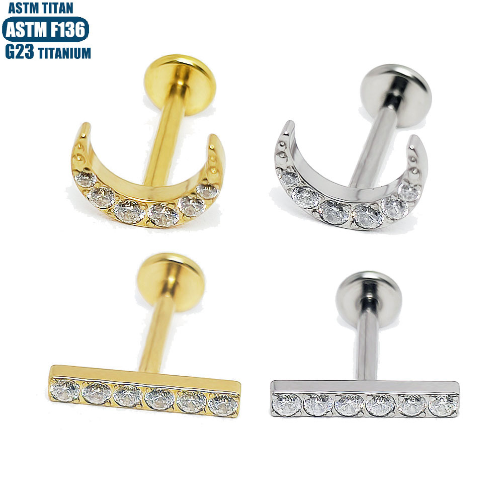 Pointed labret stud close-up product detail