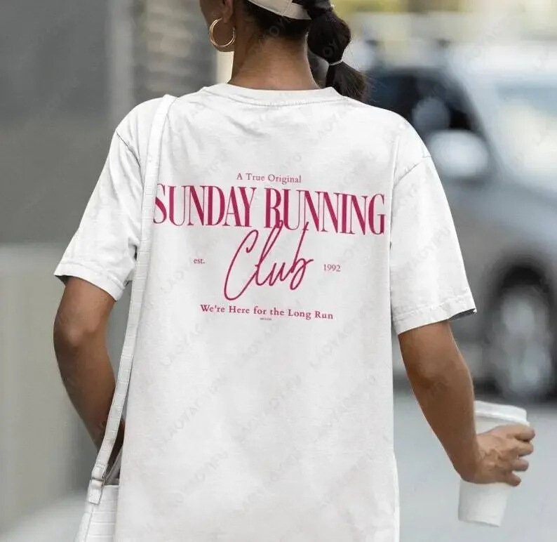Cross-border Sunday Running Club shirts with cute motivational designs, aesthetic workout t-shirts for men and women, trendy and in stock Cross-border Sunday Running Club shirts with cute motivational designs, aesthetic workout t-shirts for men and women, trendy and in stock