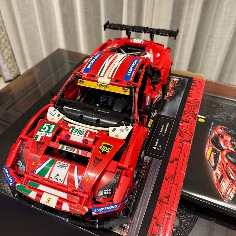 Cross-border compatible Lego Ferrari 488GTE sports car mechanical set building blocks toy gift for boys and girls Cross-border compatible Lego Ferrari 488GTE sports car mechanical set building blocks toy gift for boys and girls