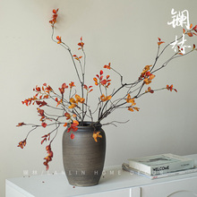 ✅假树枝黄秋叶客厅禅意装饰花家居花艺干花插花长干枝长枝枯