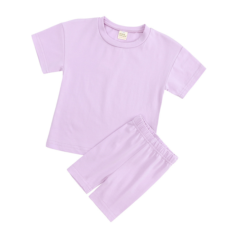 Basic Solid Color Cotton Girls Clothing Sets display picture 16