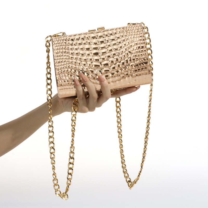 Chain Strap Type Arylic Solid Color Snakeskin Square Evening Bags